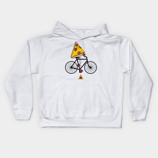 Pizza rides a bicycle Kids Hoodie